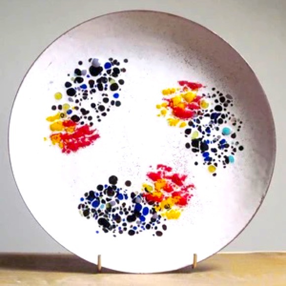 abstract midcentury modern enamel on copper decorative plate (1960s) - Picture 1 of 1